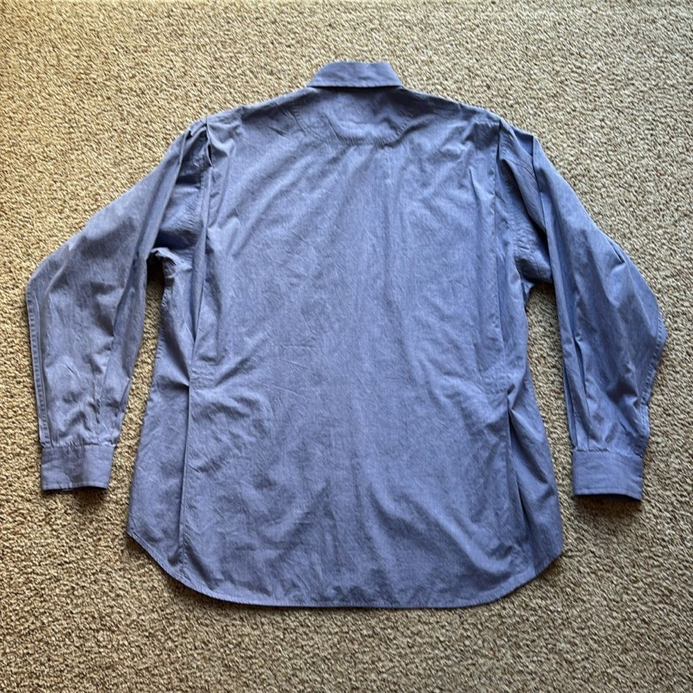 VTG Willis & Geiger Men’s Solid Blue Long Sleeve Button Down Shirt 17 XL - Picture 9 of 10